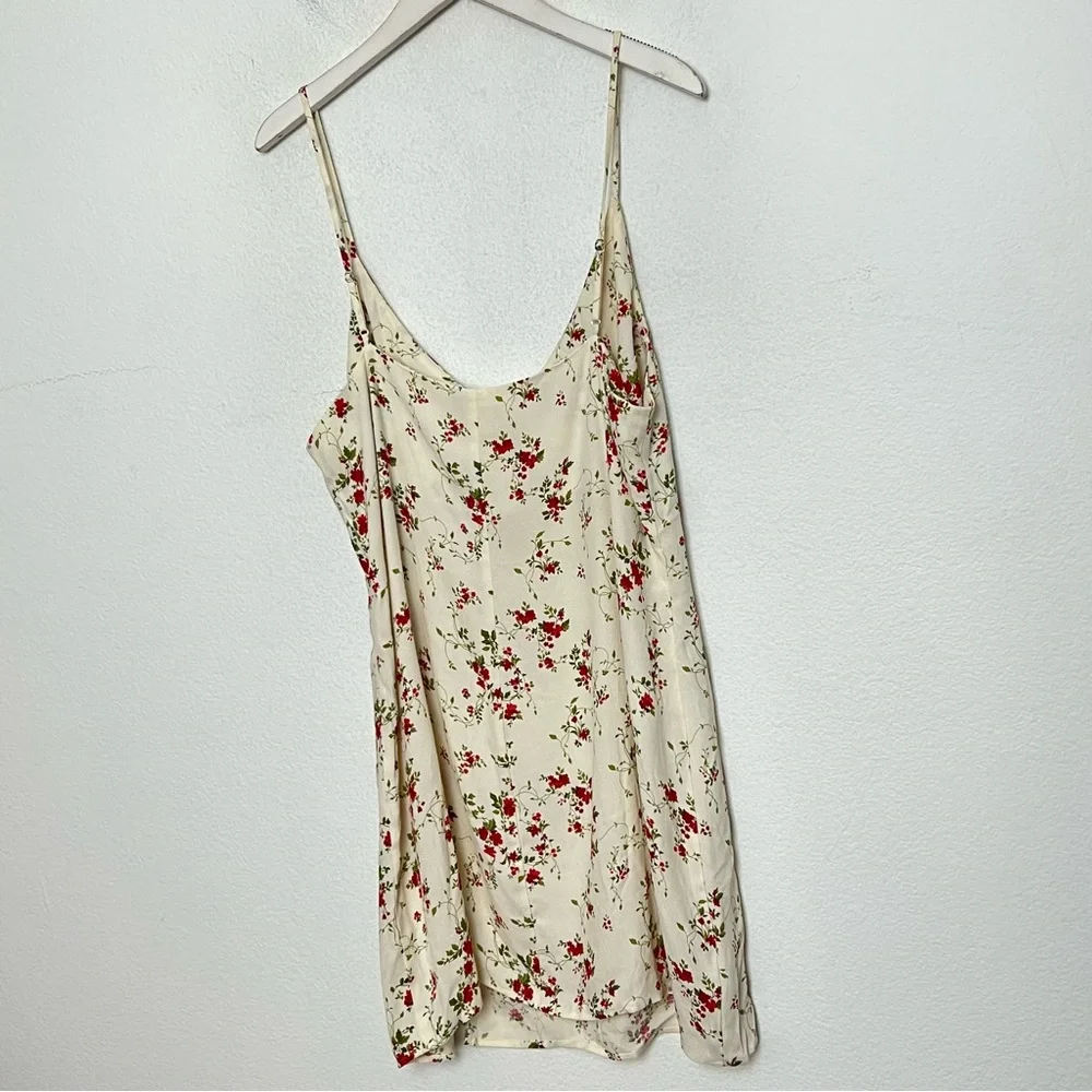 Reformation Marlowe Cream Red Floral Slip Mini Dress Size XL - Picture 7 of 7